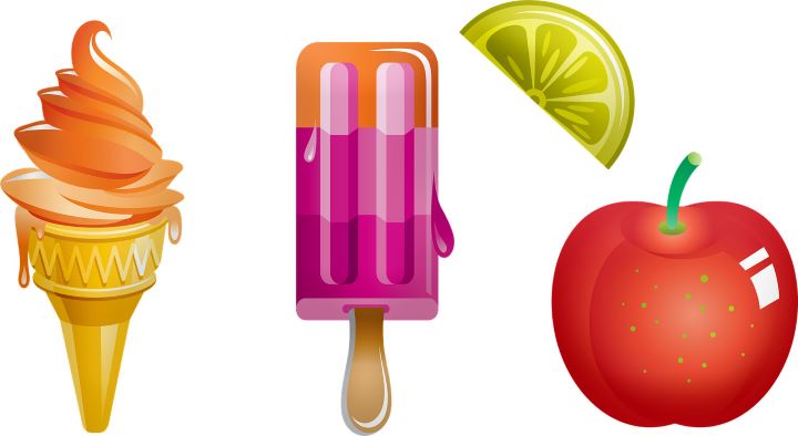 Мороженное, яблоко и лимон - примеры гликемического индекса